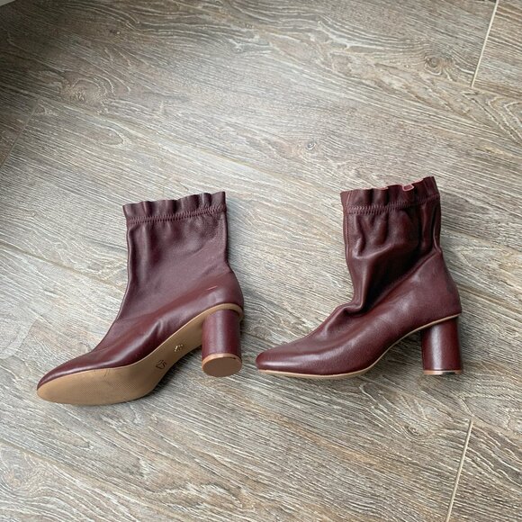 Nanette Lepore Burgundy booties women's size 8.5 - Picture 2 of 5